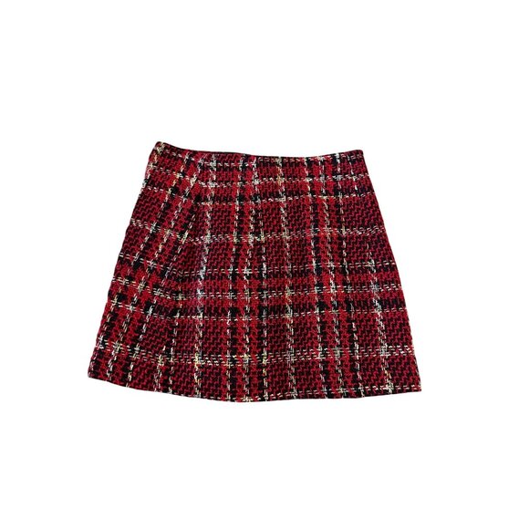 GOODNIGHT MACAROON Red Black Gold Boucle Skirt Size XS - Picture 2 of 6
